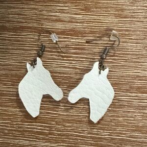 White Leather Horse-Shaped Earrings